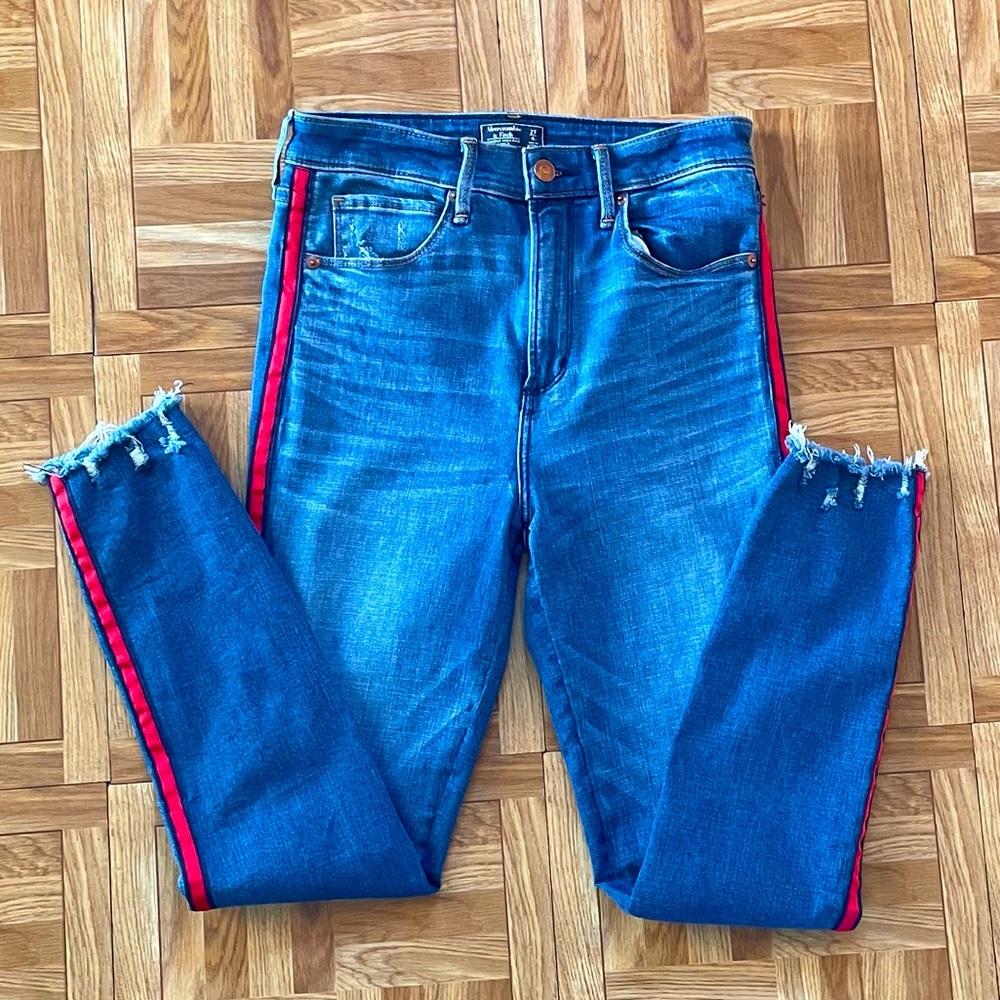 Abercrombie & Fitch red stripe Jeans vintage retro Simone